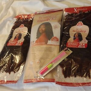 New - Bundle Of 3 Twisted Up Springy Afro Twist Hair - Color 2T1B/350 + Comb Set